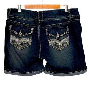 Apollo Jeans Dark Blue Wash Denim stretch Jorts Jean Shorts Size 17/18